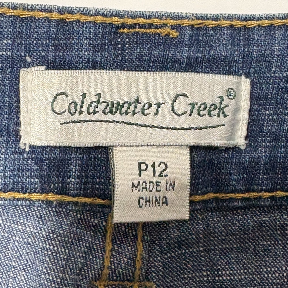 Coldwater Creek Women Straight Leg Jeans Size 12P Blue Denim Embroidered Beaded - Picture 3 of 13
